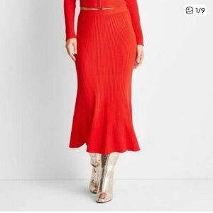 Future Collective A-Line Casual Skirts Women's Paeonia Midi Red